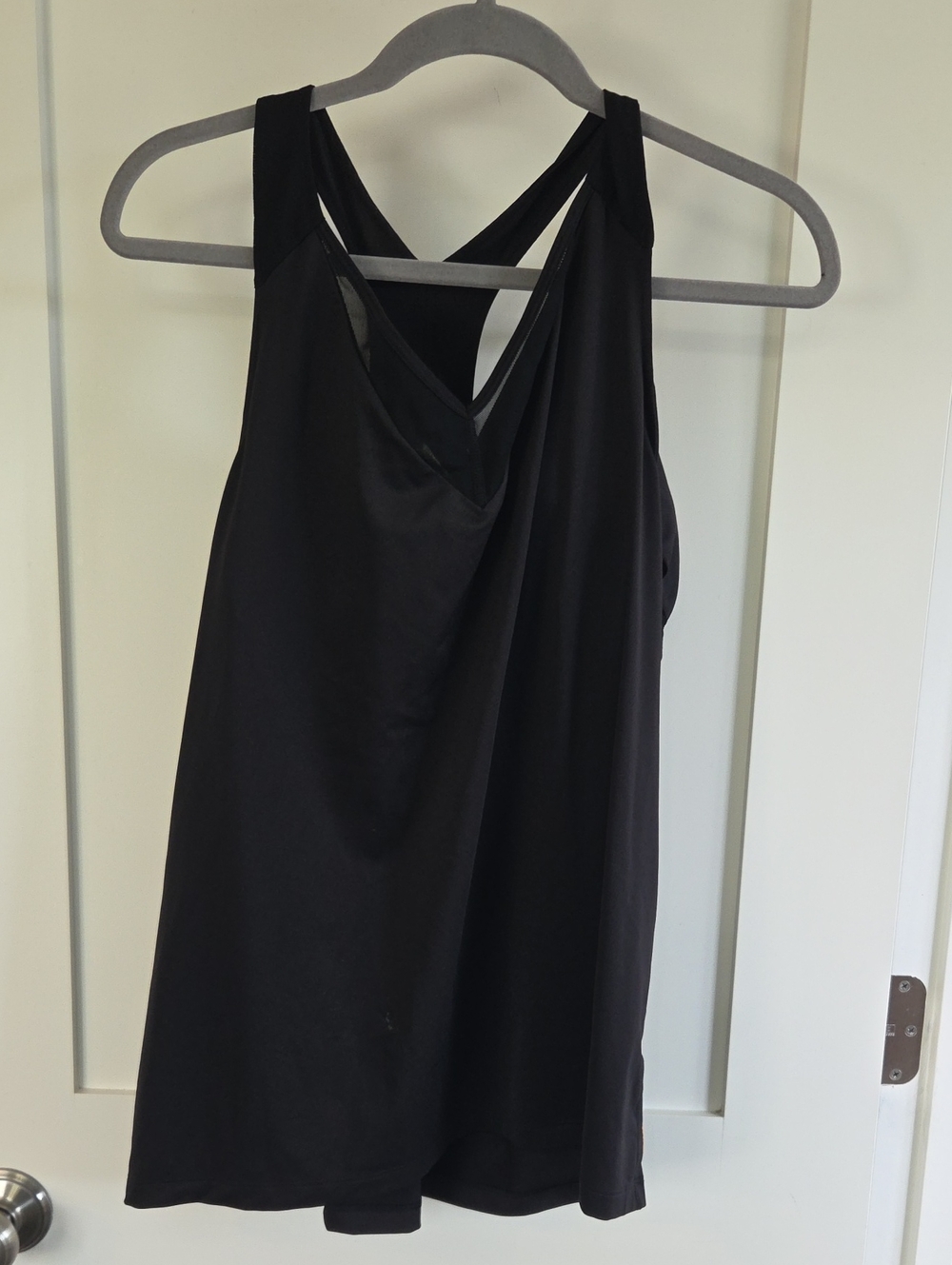 Lucy Black Draped Tank Top with Cross-Back Straps